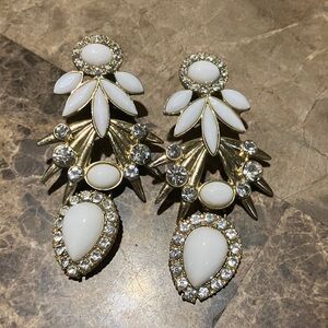 Elegant White and Gold Statement Earrings